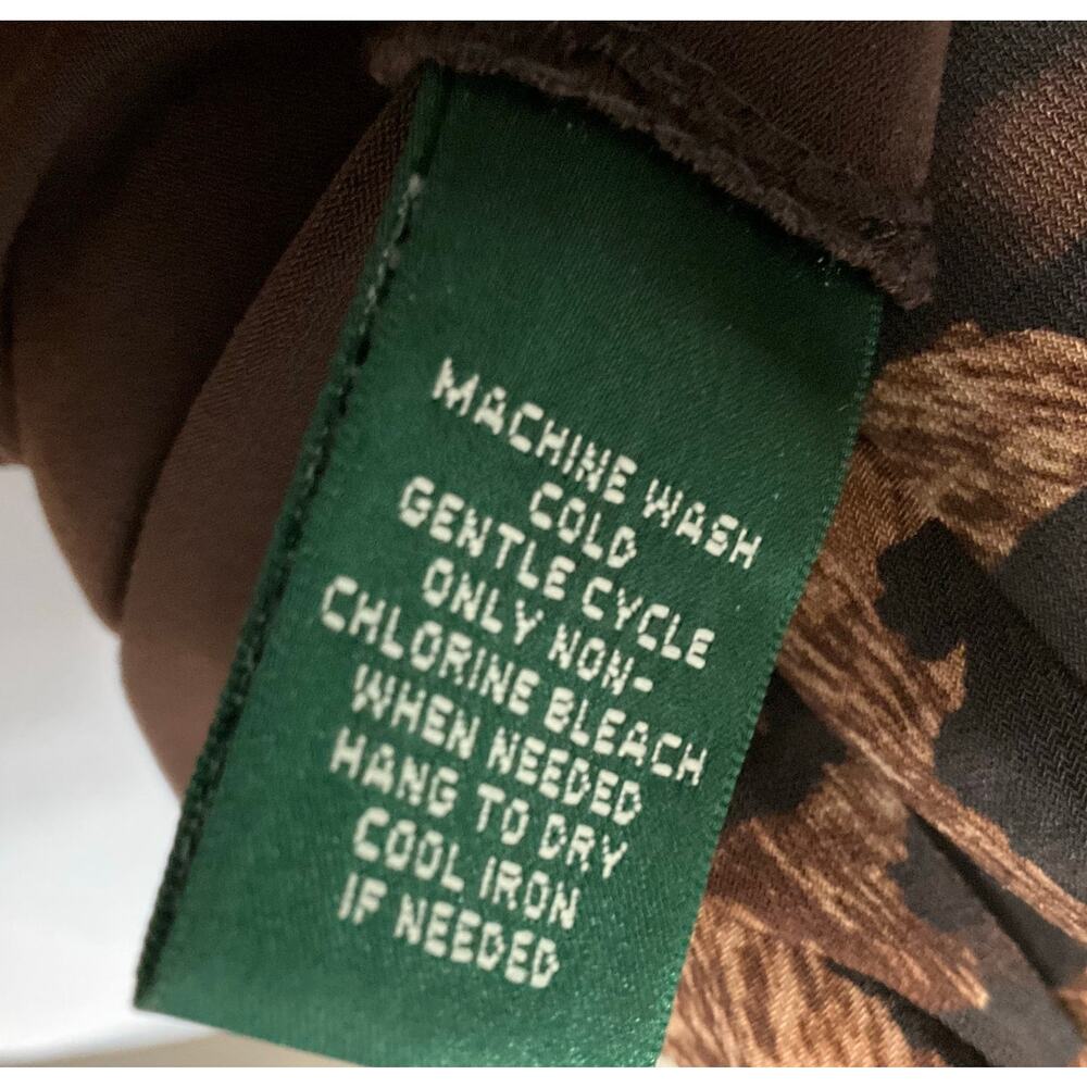 LAUREN RALPH LAUREN Dress Stretch Jersey Animal Print Ruched Surplice Brown sz 2 - Picture 12 of 13